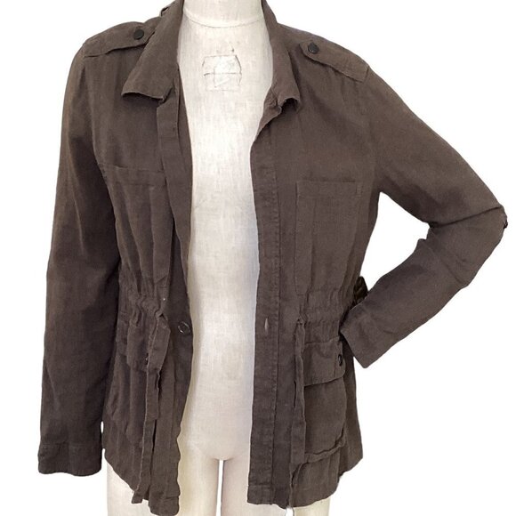 Sanctuary Clothing Dark Olive Green Linen Blend Jacket Sz M 85M - Picture 4 of 9